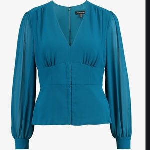 Evernew Yasmin Fitted Blouse in Teal